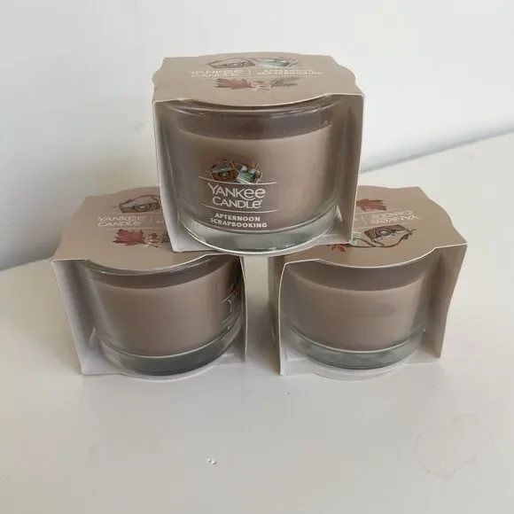 3PC Yankee Candle Afternoon Scrapbooking 1.3 Oz Mini Votive Glass Candle Apple - Picture 1 of 4